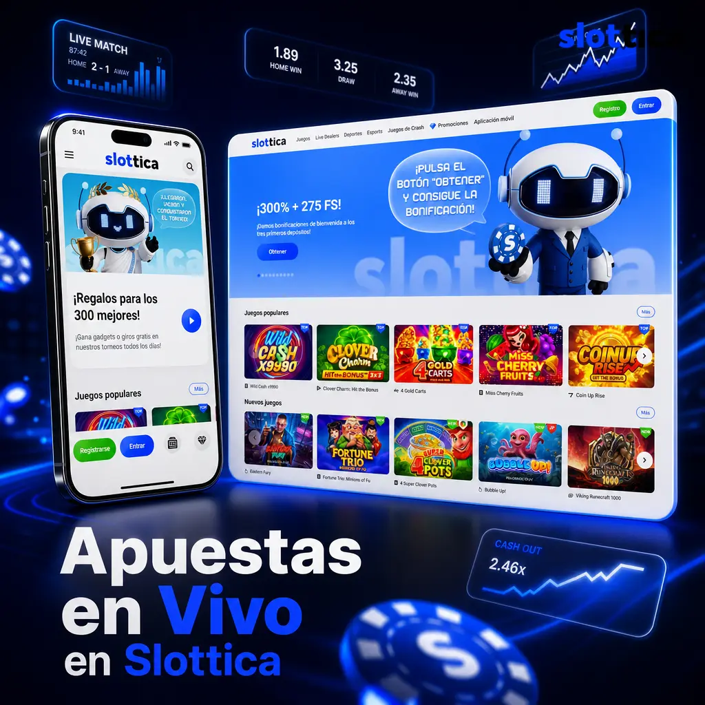 Panel de apuestas en vivo de Slottica con cuotas actualizadas, estadísticas y gráfico de progresión del partido.