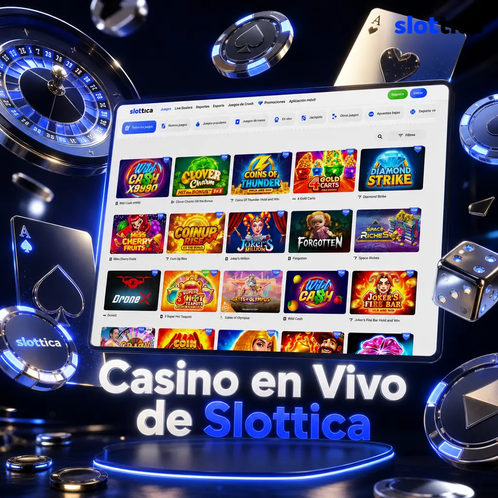 Casino en vivo de Slottica con crupieres reales en ruleta, blackjack, bacará, póker y game shows como Crazy Time