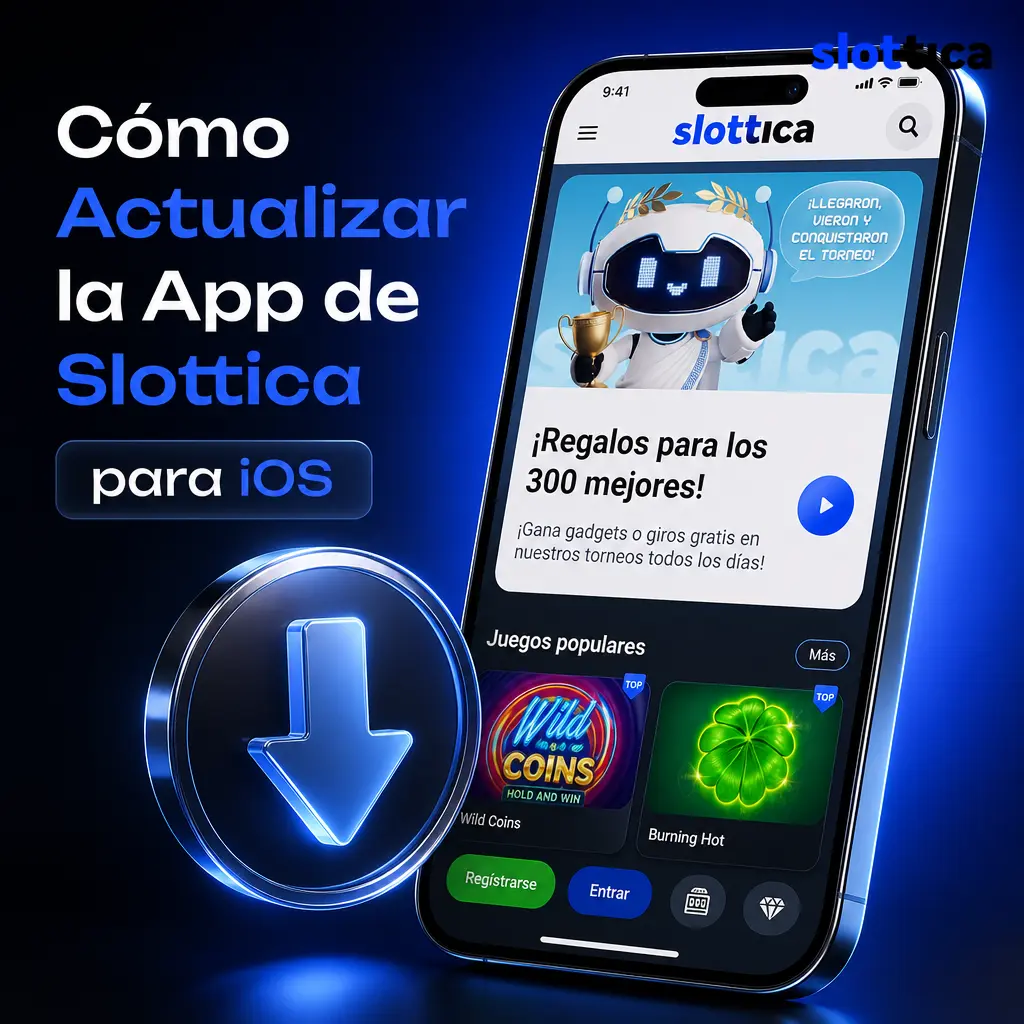 Pasos para actualizar la app de Slottica en iOS: verificar versión, actualizar acceso directo y reiniciar desde la pantalla de inicio.