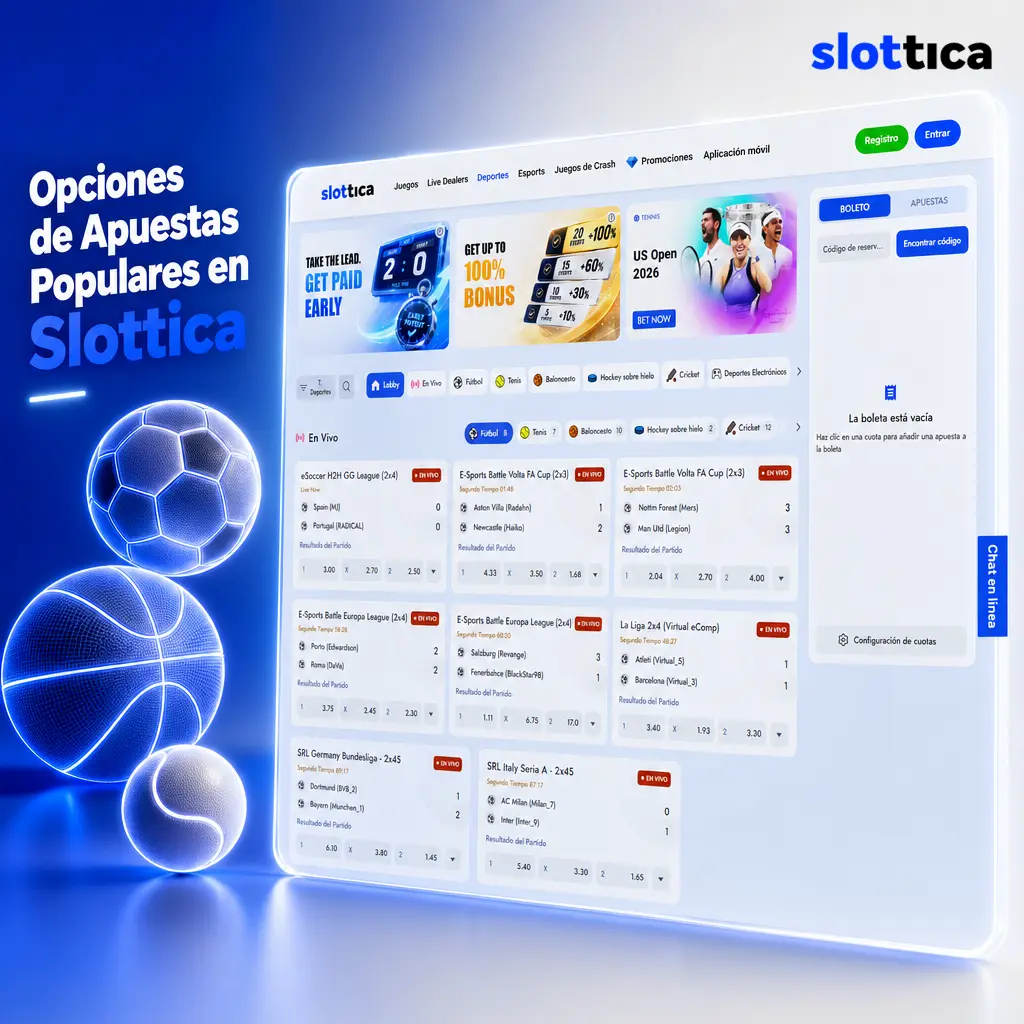 Opciones populares de apuestas en Slottica: pre-partido, en vivo y combinadas con cuotas competitivas para usuarios chilenos.