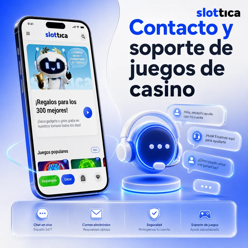 Soporte 24/7 de Slottica: chat en vivo, correo, formulario y redes sociales para dudas sobre tragamonedas, depósitos y retiros.