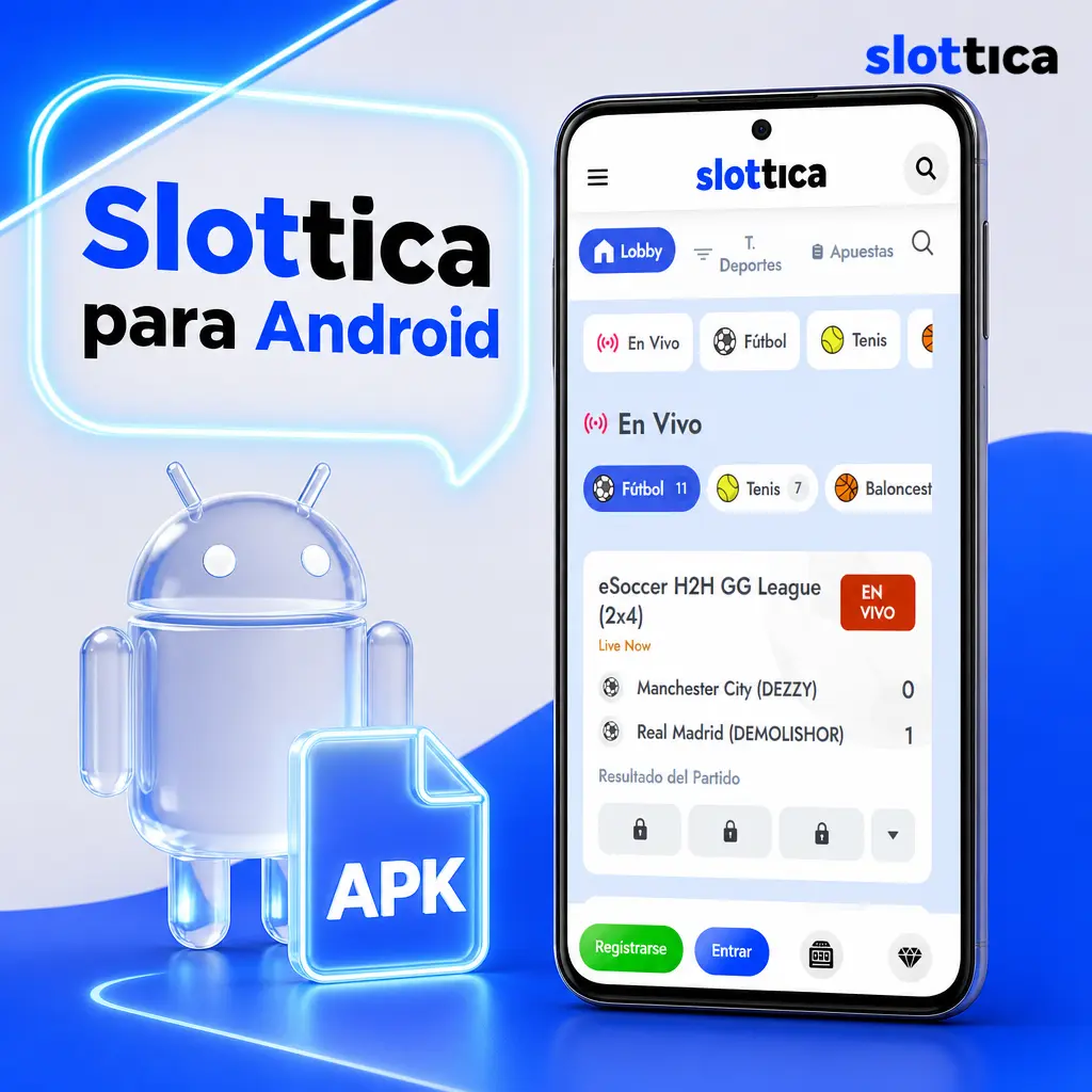 Aplicación de Slottica para Android con apuestas en vivo y notificaciones push, pesa menos de 30 MB